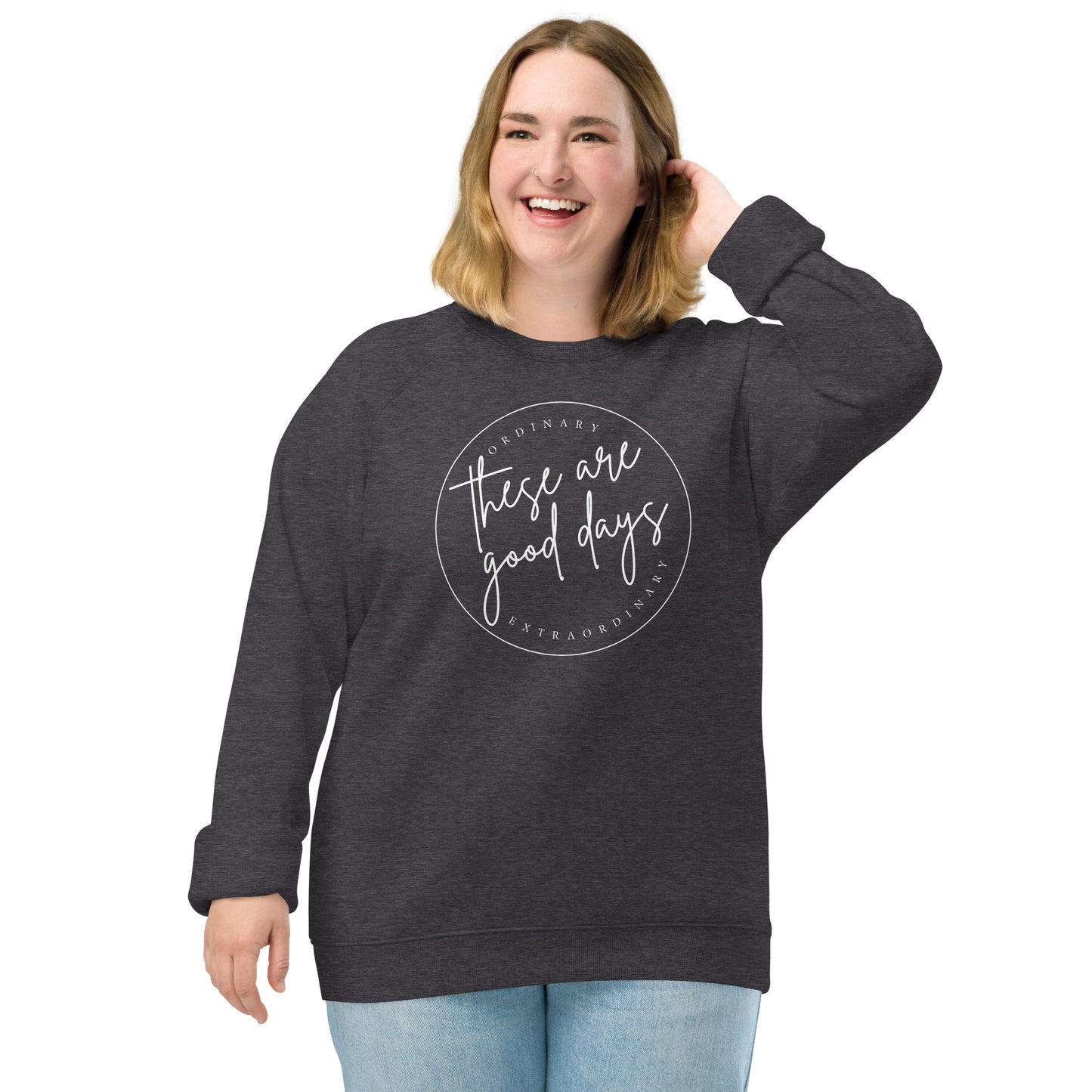 Unisex organic raglan sweatshirt